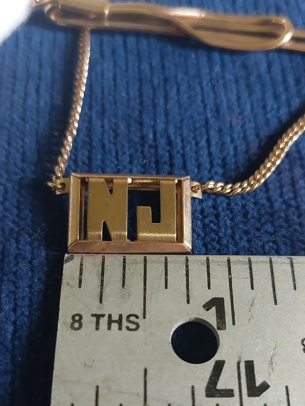 VTG Swank Monogram Cufflinks Tie Bar Set Gold Tone Initials NJ. Estate Jewelry